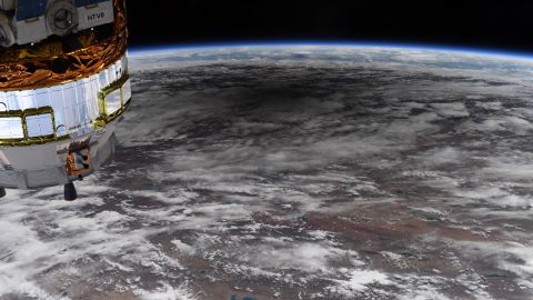 View of the annular solar eclipse from orbit.