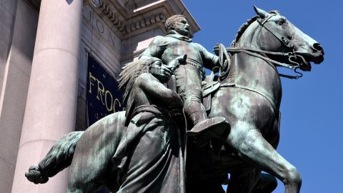The statue in New York of former President Theodore Roosevelt on horseback, with a Native American and a Black man standing alongside, will be removed, the city has announced. 