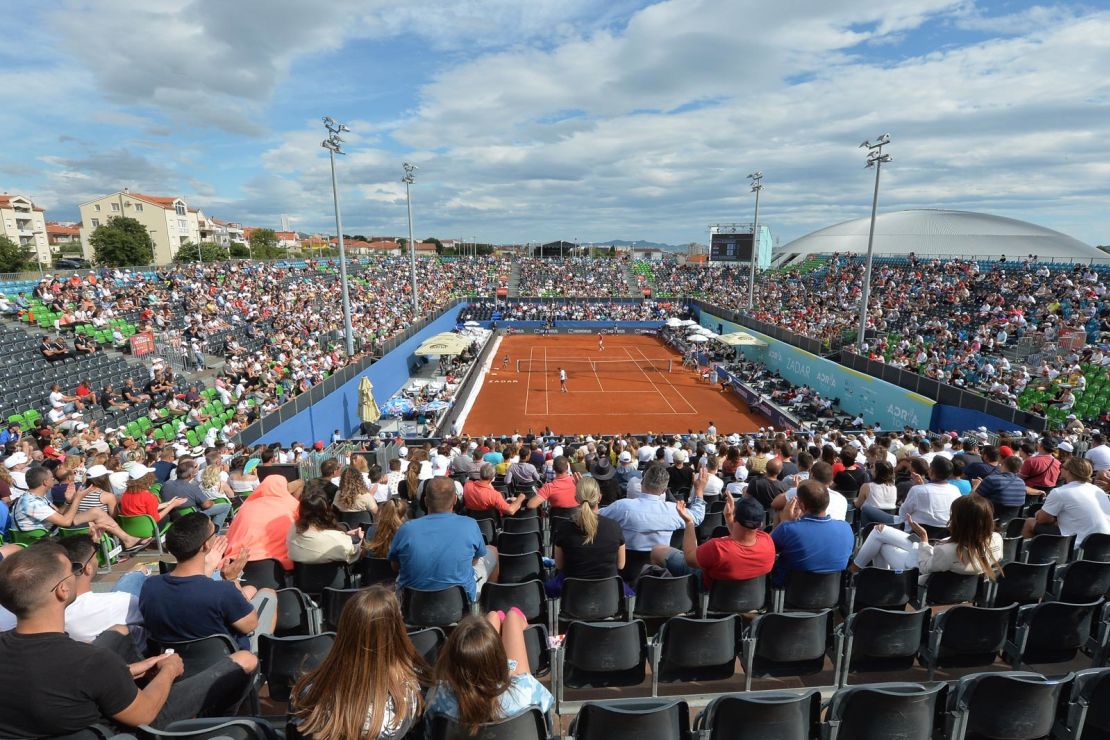 Spectators watching matches at the Adria Tour in Zahar, Croatia on Sunday June 21, 2020. Later that day, tennis player Grigor Dimitrov said he had tested positive for Covid-19, leading to the cancellation of the entire Adria Tour.