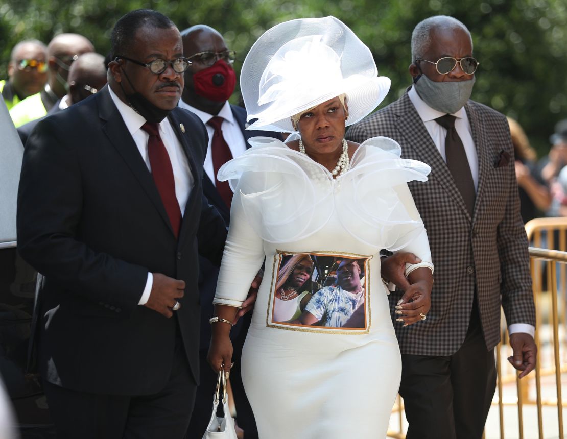 Tomika Miller, the widow of Rayshard Brooks, arrives at Ebenezer Baptist Church on June 22.