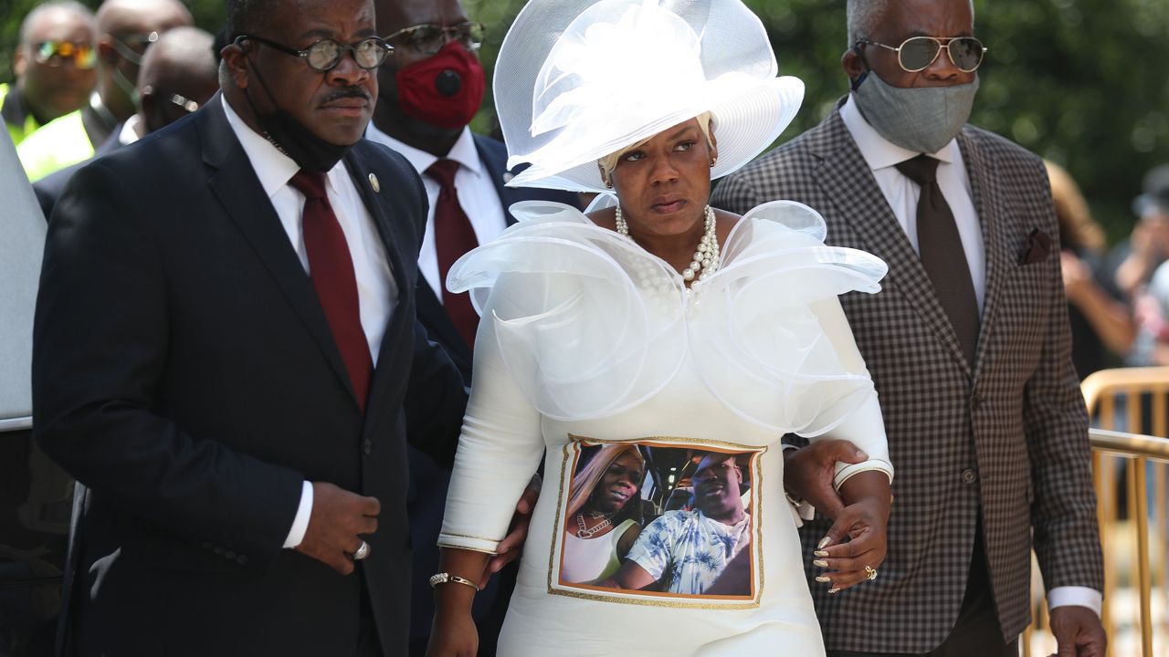 Tomika Miller, the widow of Rayshard Brooks, arrives at Ebenezer Baptist Church on June 22.