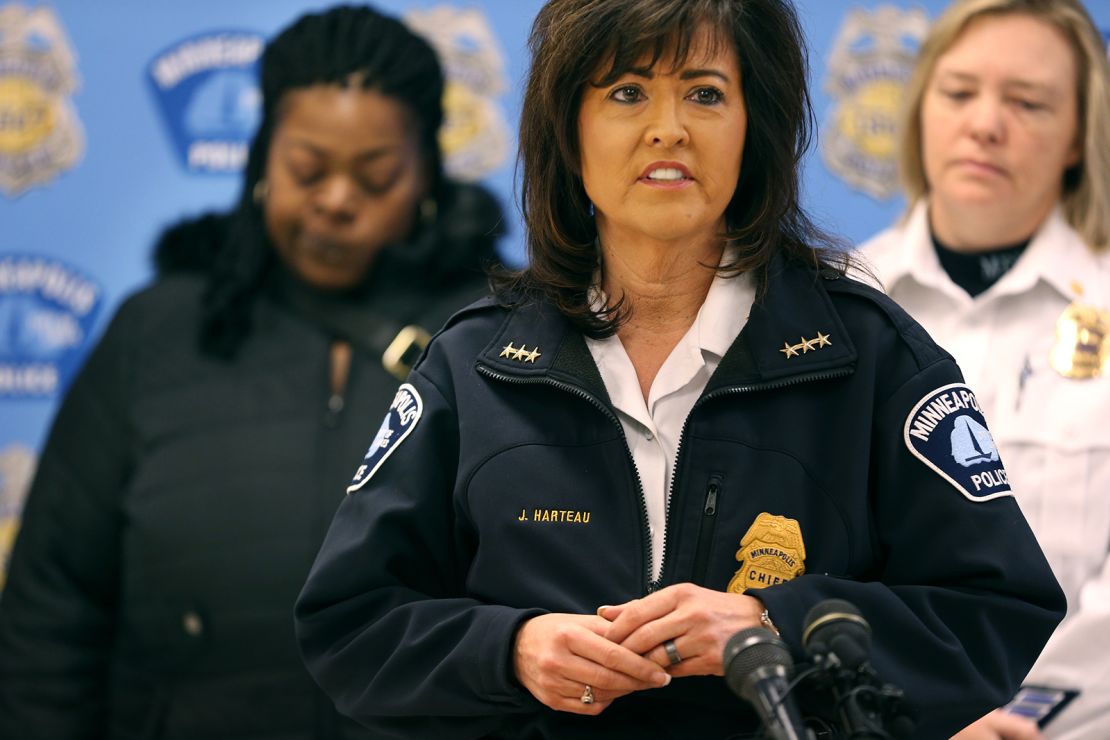 Former Minneapolis Police Chief Janee Harteau speaks at a news conference in December 2015.
