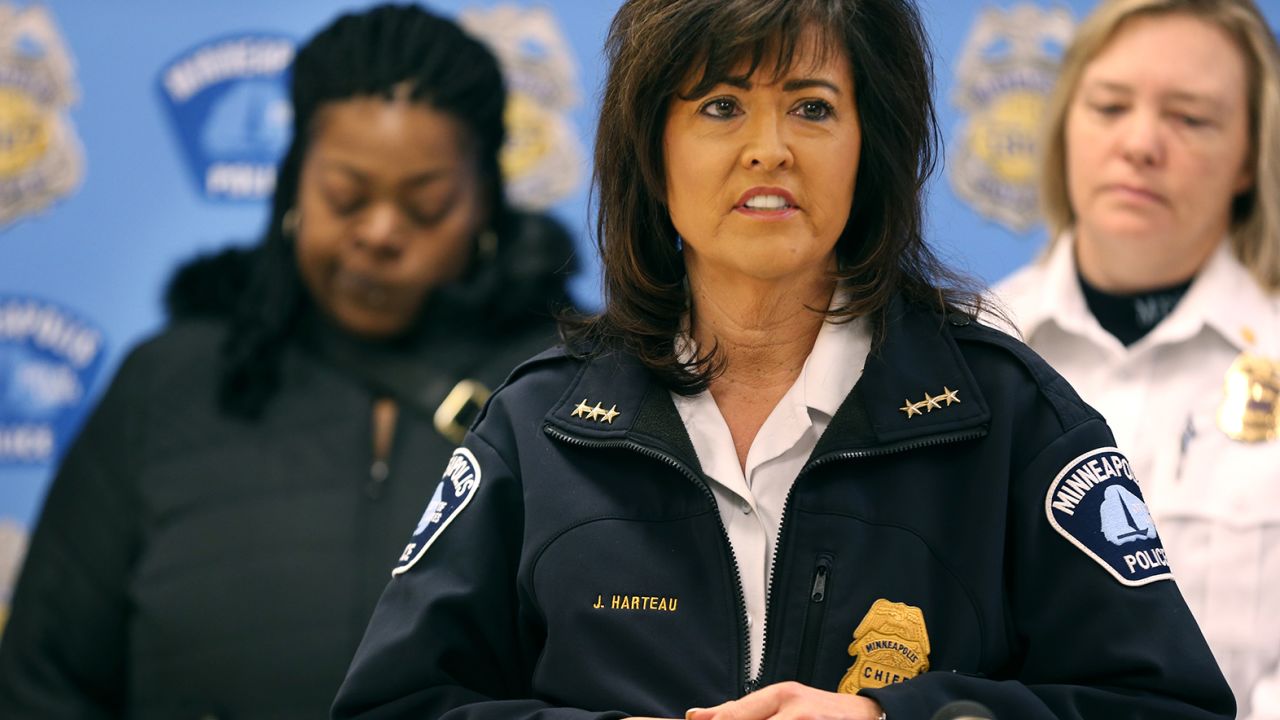 Former Minneapolis Police Chief Janee Harteau speaks at a news conference in December 2015.