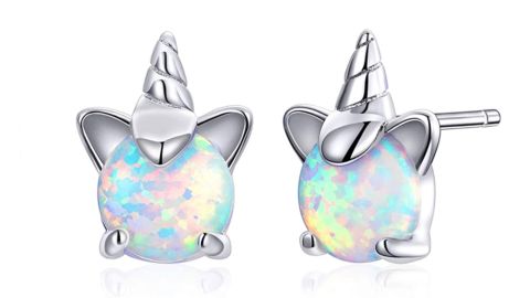 Voroco 925 Sterling Silver Unicorn Stud Earrings