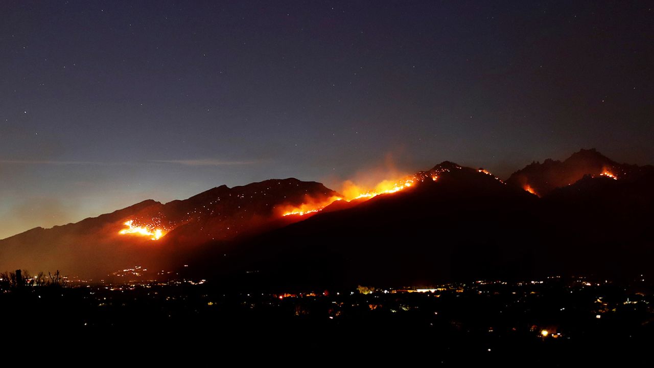 The Bighorn Fire has been burning in Arizona, where at least 10 fires are burning.