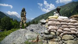 GANDERBAL, INDIA - 2020/06/18: Member of Border security force keeps vigil inside a bunker next to National Highway leading to Ladakh.
India and China held talks again on 18 June to cool down the situation in the area where violent clashes between Indian and Chinese soldiers took place on Monday night. 20 Indian soldiers including a Colonel were killed in violent clashes with Chinese soldiers in Galwan Valley disputed border area. (Photo by Idrees Abbas/SOPA Images/LightRocket via Getty Images),India and China held talks again on 18 June 2020 to cool down situation in the area where violent clashes between Indian and Chinese soldiers took place on Monday night. 20 Indian soldiers including a Colonel were killed in violent clashes with Chinese soldiers in Galwan Valley disputed border area.