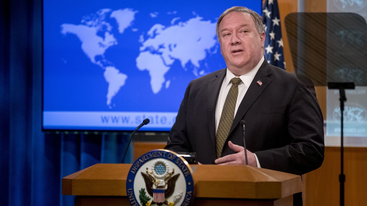 US Secretary of State Mike Pompeo speaks during a news conference at the State Department in Washington,DC on June 10, 2020.