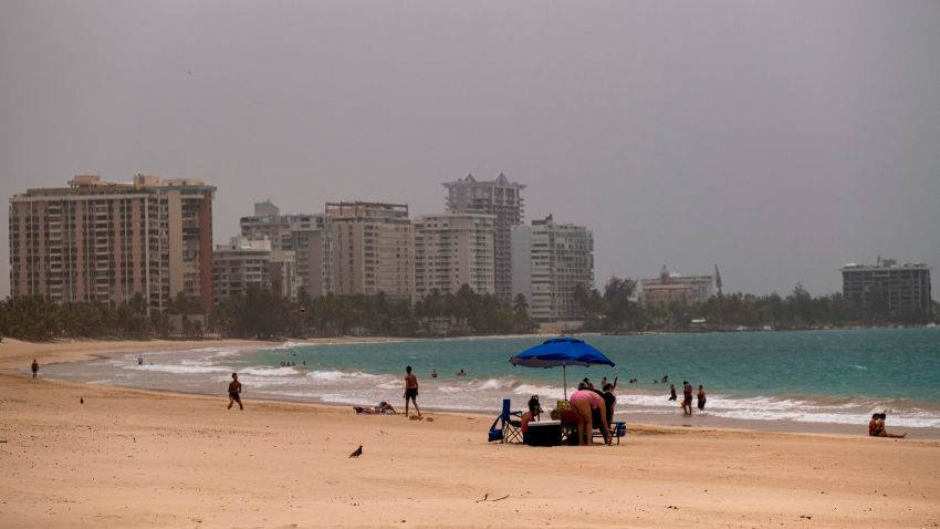 A vast cloud of Sahara dust is blanketing the city of San Juan, Puerto Rico on June 22, 2020. - An expansive plume of dust from the Sahara is traveling westward across the Atlantic Ocean and is expected to reach the Caribbean and parts of the United States later this week.