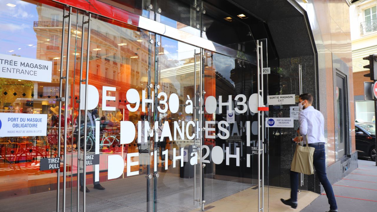 Many shops and department stores require all shoppers to wear masks.