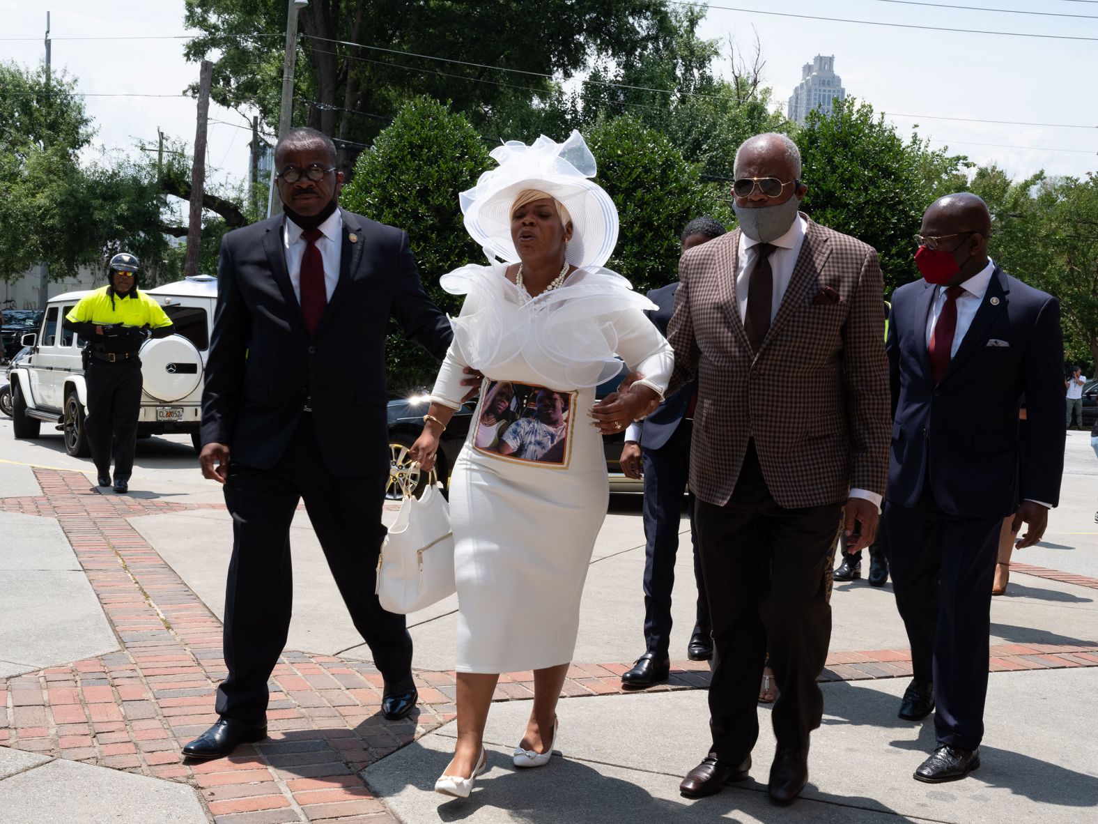 Tomika Miller, Brooks' widow, arrives at Ebenezer Baptist Church on Monday.