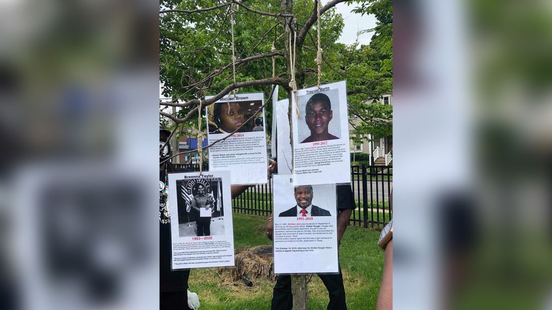 These photos of slain Black figures were found hanging from nooses in Milwaukee.