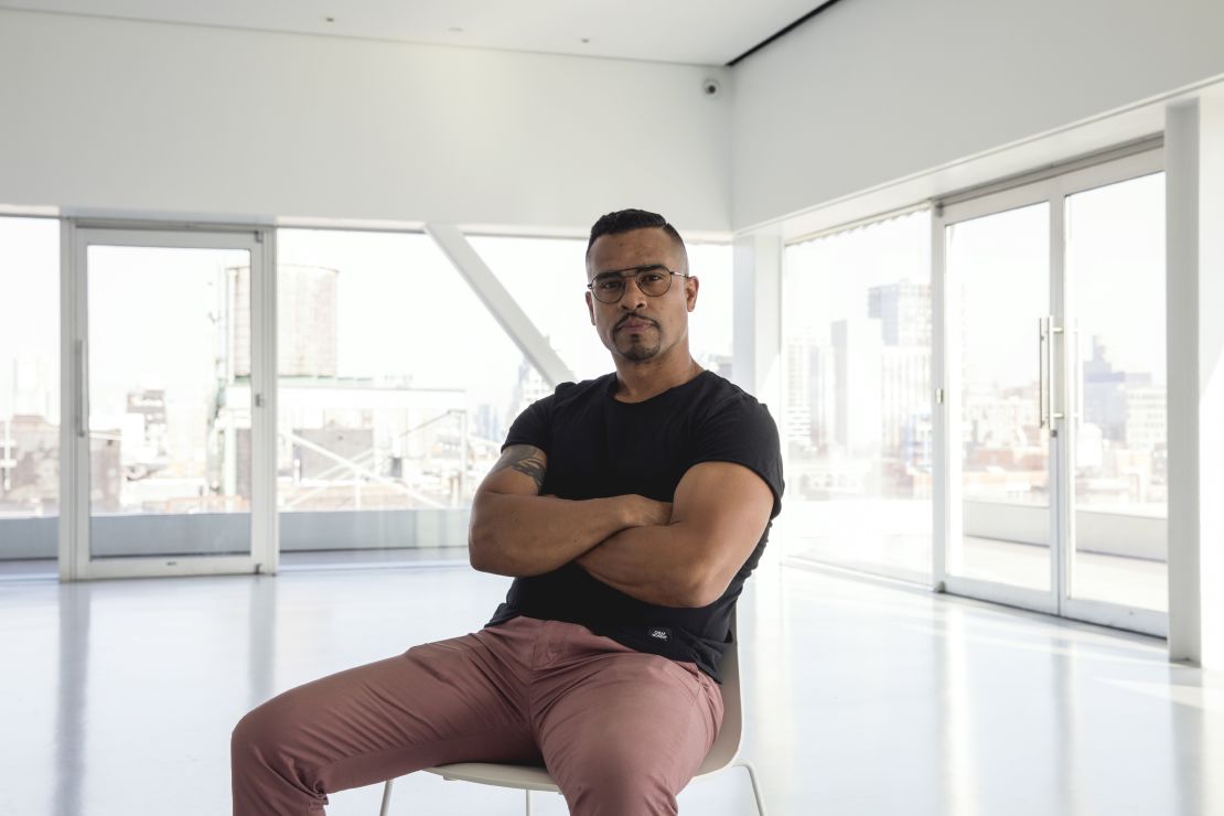 Shaun Leonardo in the Sky Room at the New Museum.