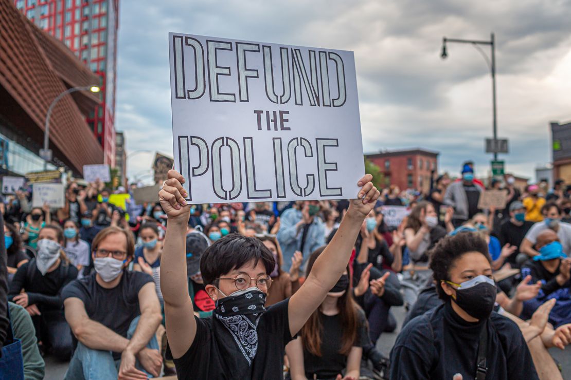 People protesting the death of George Floyd and police brutality on June 2 in New York City. 