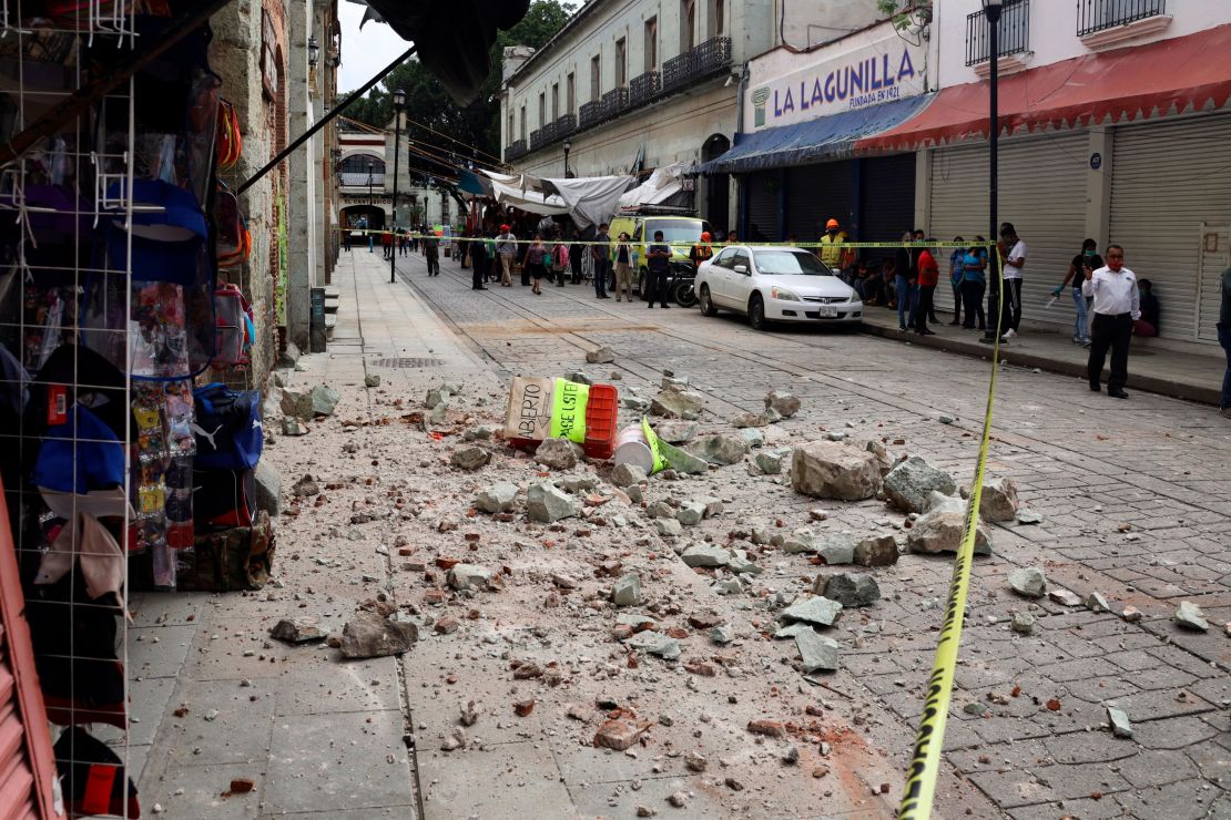 Rubble from a building damaged by an earthquake in Oaxaca, Mexico, on Tuesday, June 23.