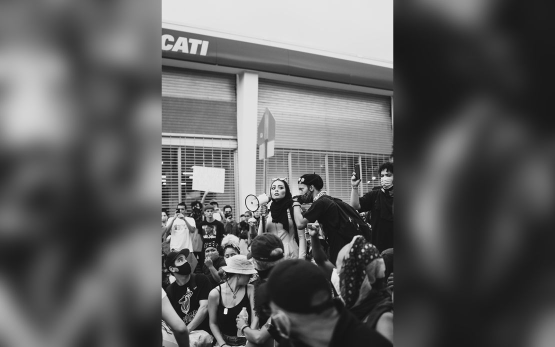Massri speaks at another Black Lives Matter protest.