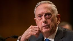 WASHINGTON, DC - MAY 09: Secretary of Defense James Mattis testifies during a Senate Appropriations Subcommittee on Defense hearing to review the FY2019 budget request for the U.S. Dept. of Defense on Capitol Hill on May 9, 2018 in Washington, DC.  (Photo by Zach Gibson/Getty Images)