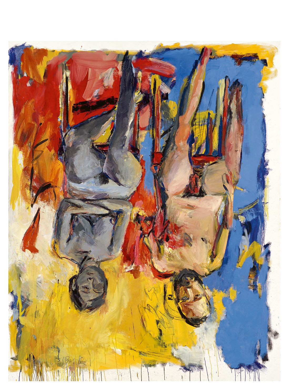 "Schlafzimmer (Bedroom)," (1975) by Georg Baselitz. Oil and charcoal on canvas.