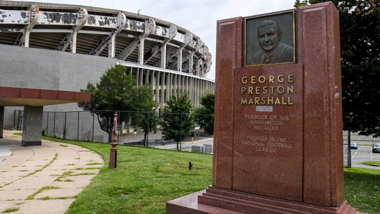 A week after this monument to the founder of the Washington Redskins, George Preston Marshall was taken down, the team announced that it will also remove his name from the Ring of Fame at FedEx field. 