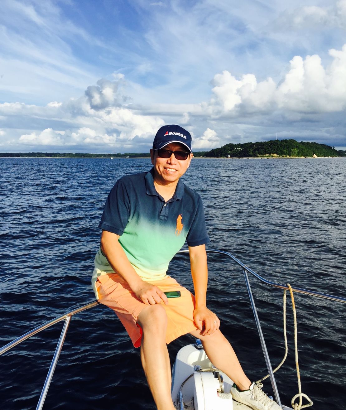 Kai Li in 2015 off the Long Island Sound, New York. Born in Shanghai, Li emigrated to the US in 1989 and became an American citizen.