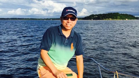 Kai Li in 2015 off the Long Island Sound, New York. Born in Shanghai, Li emigrated to the US in 1989 and became an American citizen.