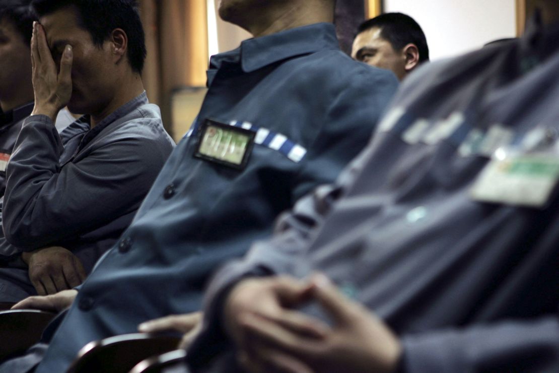 Prisoners seen inside Shanghai's notorious Qingpu prison, which has been accused of using forced labor in the past.