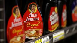 SAN RAFAEL, CALIFORNIA - JUNE 17: Bottles of Aunt Jemima pancake syrup are displayed on a shelf at Scotty's Market on June 17, 2020 in San Rafael, California. Quaker Oats announced that it will discontinue the 130-year-old Aunt Jemima brand and logo over concerns of the brand being based on a racial stereotype. Mars, the maker of Uncle Ben's rice is also considering a change in the rice brand. (Photo by Justin Sullivan/Getty Images)