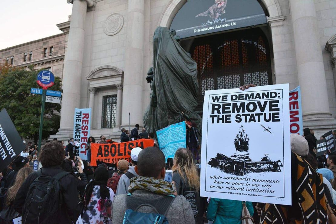 Decolonize This Place protesting outside the American Museum of Natural History