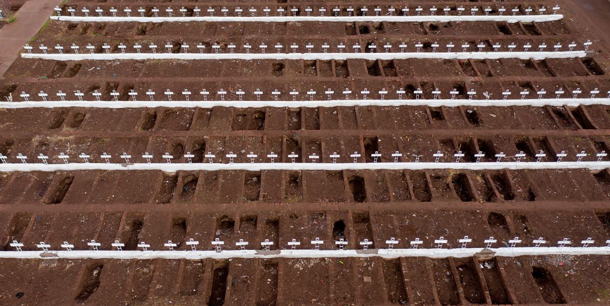 Graves are seen at the General Cemetery in Santiago, Chile, on June 23. Chile is among <a href="https://www.cnn.com/2020/05/26/americas/latin-america-coronavirus-toll-intl/index.html" target="_blank">the Latin American countries hardest hit</a> by the coronavirus.
