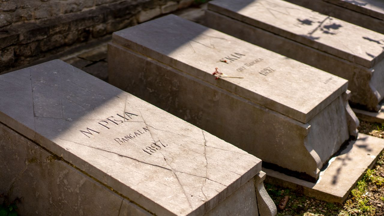 The graves of seven Congolese people brought to Belgium to be put on display in an "African village" in Brussels, which has been described as a "human zoo."