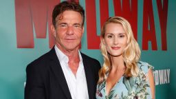 HONOLULU, HAWAII - OCTOBER 20: (L-R) Dennis Quaid and fiancee Laura Savoie arrive at the "Midway" Special Screening at Joint Base Pearl Harbor-Hickam on October 20, 2019 in Honolulu, Hawaii. (Photo by Marco Garcia/Getty Images for Lionsgate Entertainment)