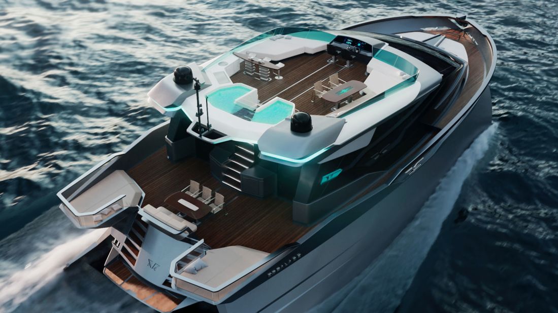 <strong>Escalade:</strong> A rendering of the gamechanging yacht concept, which features a Trimonoran hull, a blend of a monohull and a trimaran hull.