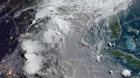 Satellite imagery shows the Saharan dust -- the muddy, off-white color -- blanketing the Gulf of Mexico early Thursday morning.