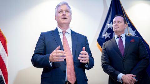National Security Adviser Robert O'Brien, left, and Rick Grenell have known each other sinc ethey both worked in the George W. Bush administration.