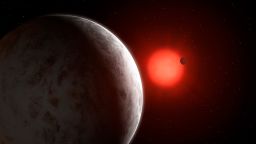 Artist's impression of the multiplanetary system of newly discovered super-Earths orbiting nearby red dwarf Gliese 887.