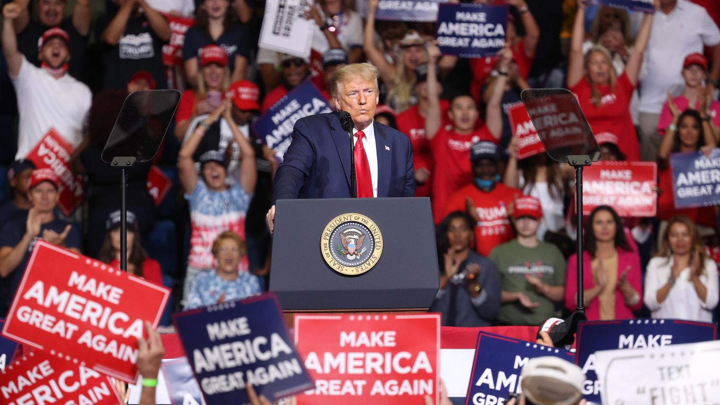 U.S. President Donald Trump speaks at  a campaign rally at the BOK Center, June 20, 2020 in Tulsa, Oklahoma. 