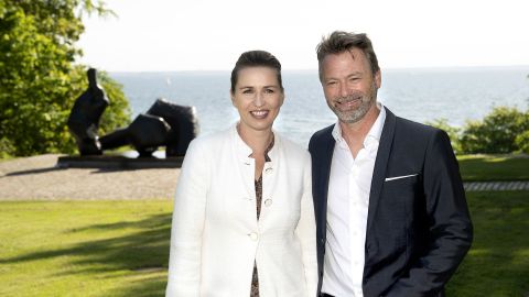 Frederiksen and her fiance, Bo Tengberg at the Louisiana Museum of Modern Art in Humlebaek, Denmark, on May 22 as lockdown restrictions were loosened.