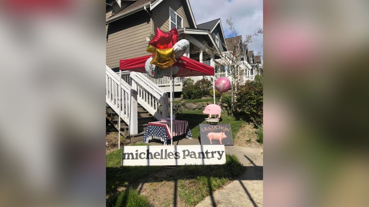 Food pantry Michelle Brenner set up in her front yard