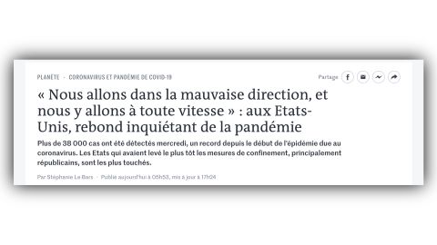 01 international coronavirus headlines Le Monde