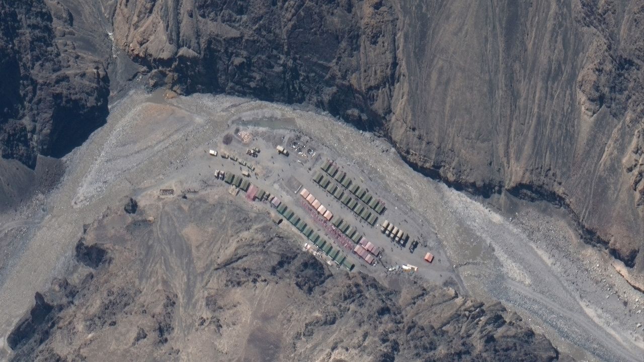 A Chinese camp in the Galwan Valley in the Aksai Chin.