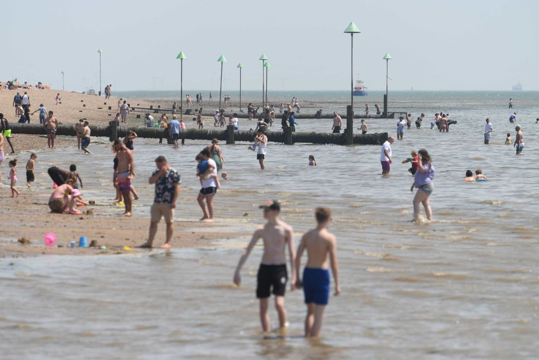 People on the beach in Southend, Essex, on June 26.