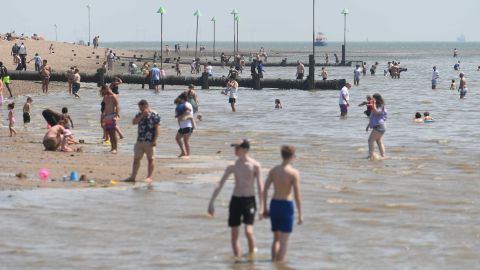 People on the beach in Southend, Essex, on June 26.