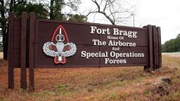 This January 2020 file photo shows a sign for at Fort Bragg, North Carolina. 