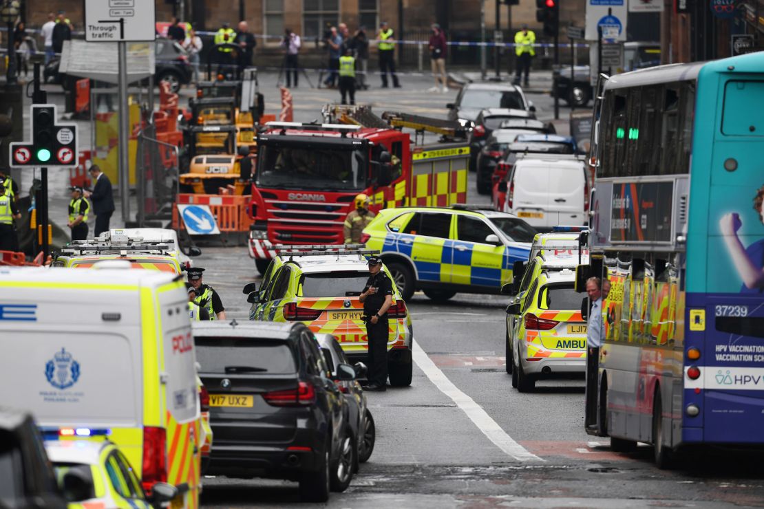 The public was asked to stay away from the area as emergency services arrived on the scene in the center of Scotland's largest city.