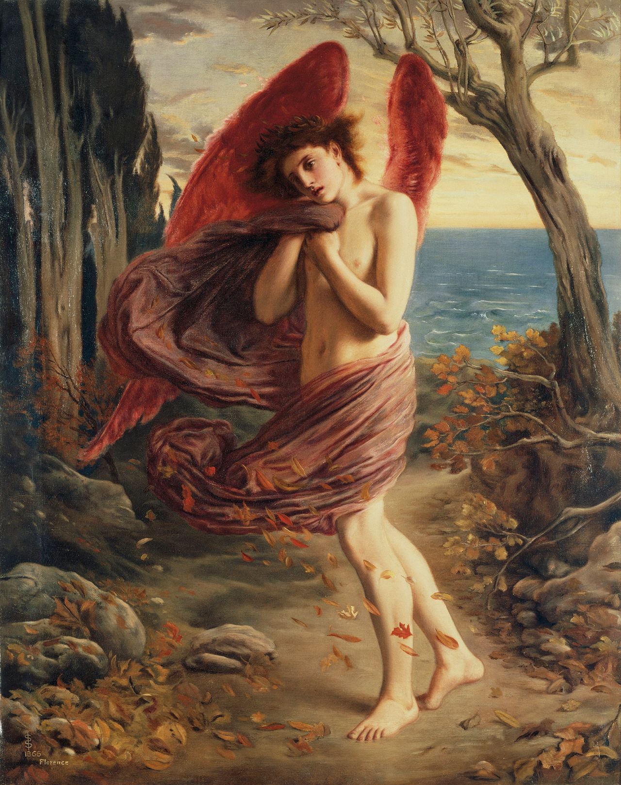 "Love in Autumn" by Simeon Solomon (1866)