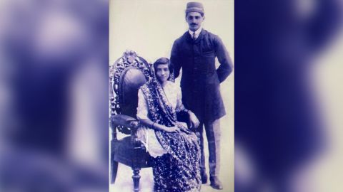 A Parsi bride and groom circa 1921.