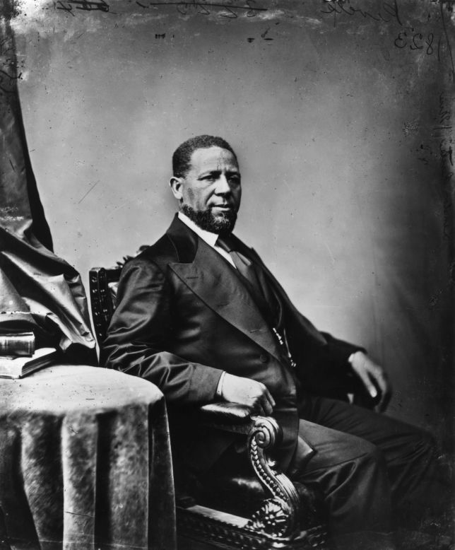 circa 1870: Hiram R Revels (1822 - 1901), the first African-American to sit in the United States Senate. Having served in the Union Army as a chaplain, he was elected as a Republican Party Senator from Mississippi.  