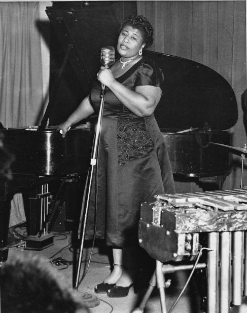 Dubbed "The First Lady of Song", Ella Fitzgerald was the Grammy Award-winning, most popular jazz singer for over half a century. Seen here in 1955. 