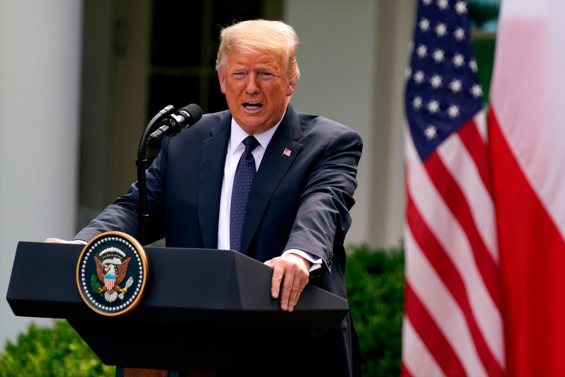 Trump, in contrast, spoke maskless at a news conference with Polish President Andrzej Duda at the White House last Wednesday -- but had every member of the Polish delegation tested for coronavirus before the meeting.