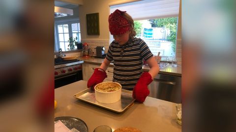 Harris Hanson and his souffle, a skill learned during "Kitchen Confidence" week.