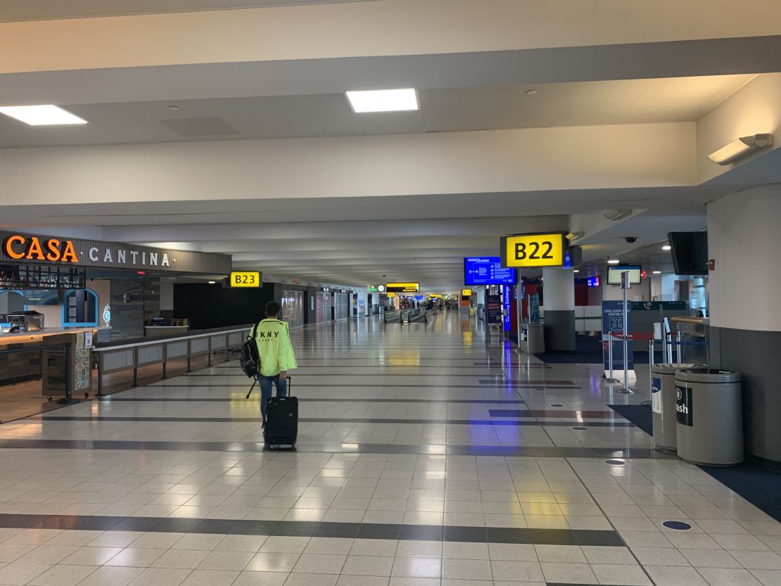 Et tu, Shake Shack? Closed stores, shuttered restaurants in a sparsely populated Terminal 4 at JFK.